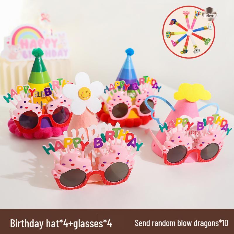 First Birthday Girl Photo Props Set: Hat, Glasses, and Creative Decorations