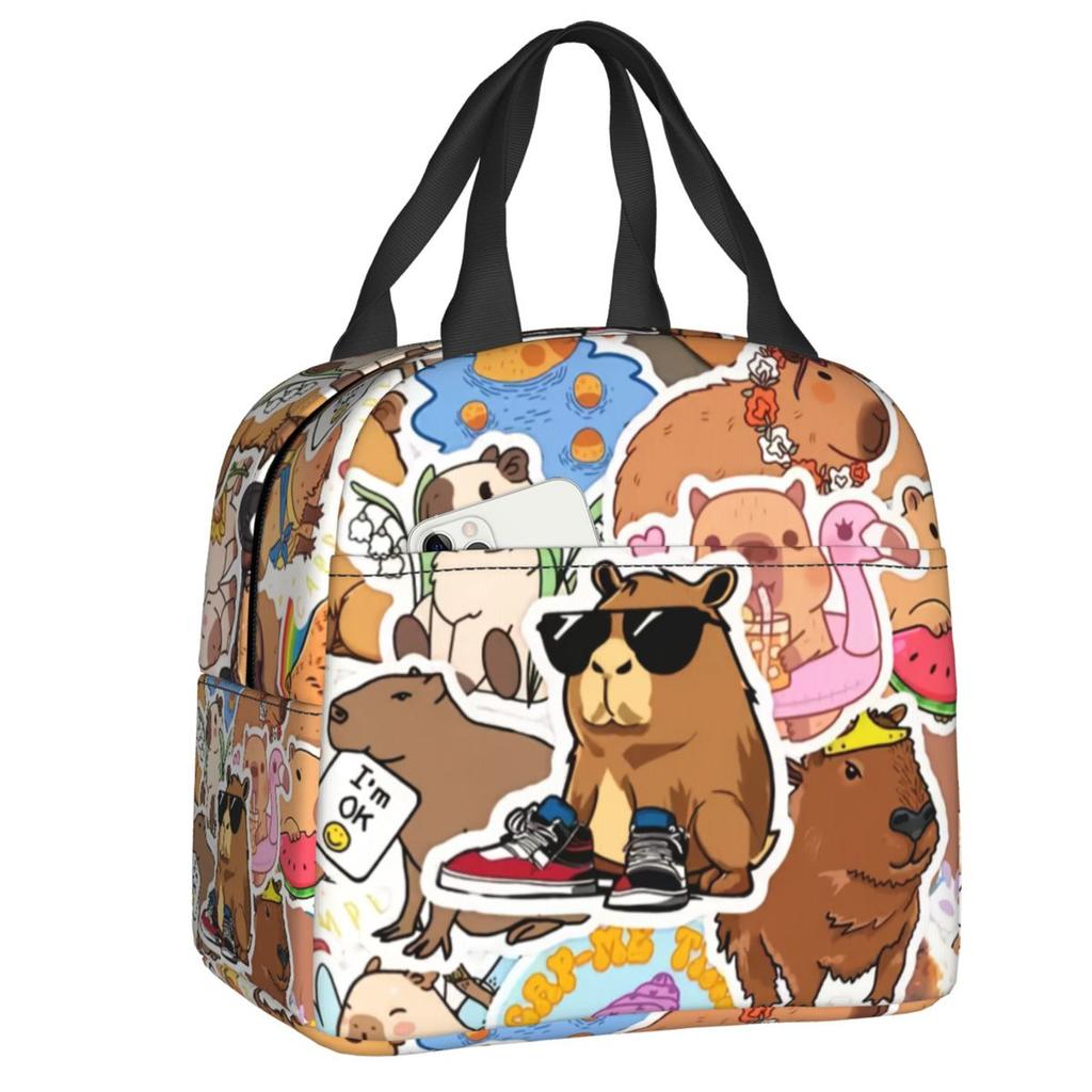 Fiambrera Portátil Personalizada de Capibara para Mujer, Termo Refrigerador Antifugas, Bolsa de Almuerzo Térmica Aislante para Escuela, Niños, Estudiantes