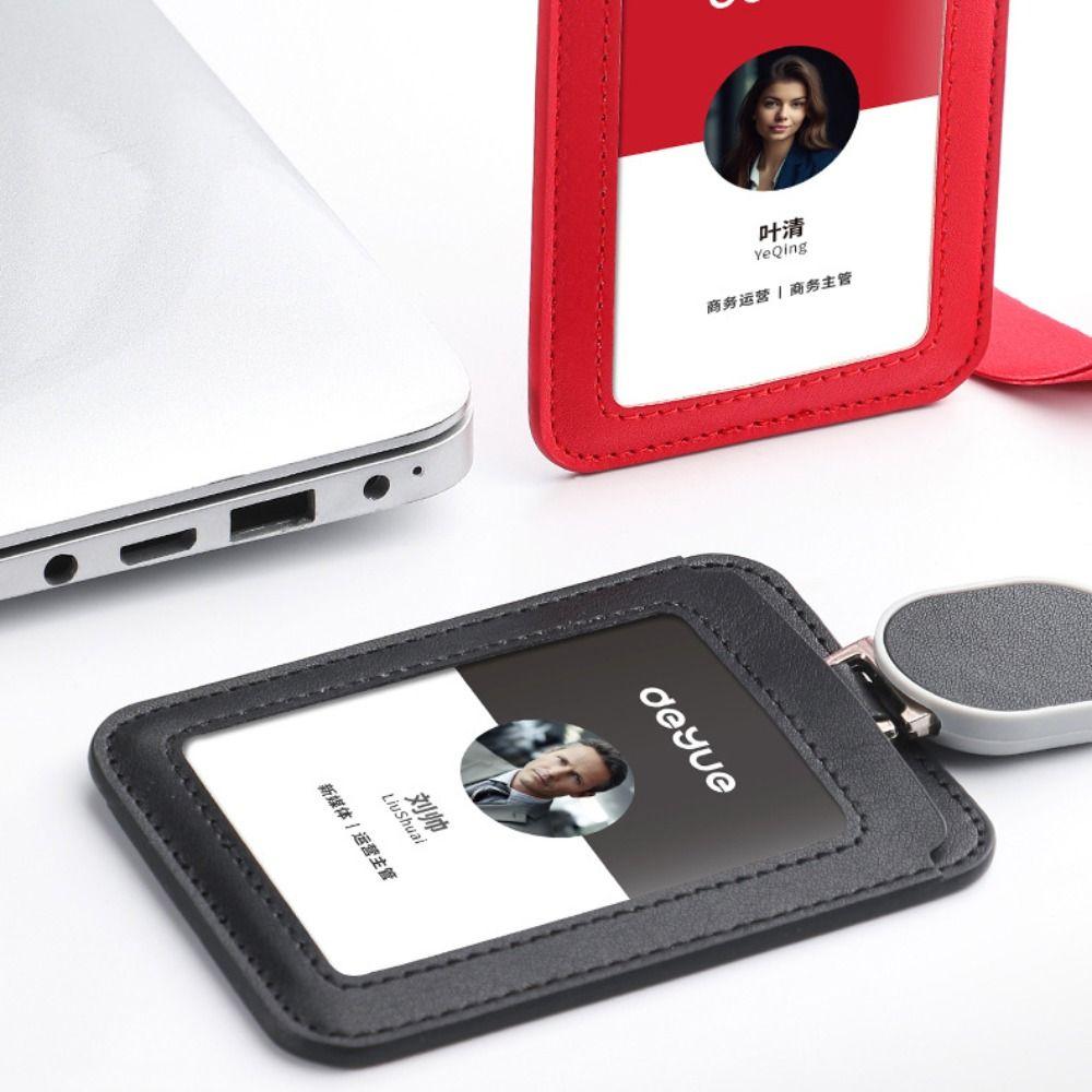 

Держатель для бейджа из искусственной кожи с катушкой для бейджа, эластичный держатель для карт двойного назначения для офисных работников