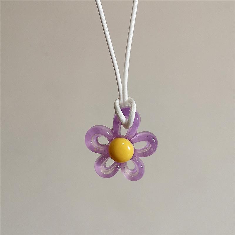 Koreanische Mode Harajuku Vintage Niedlich Bunt Acryl Blume Anhänger Choker Halskette Hals Charm Damen EMO Schmuck Zubehör