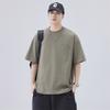 New Summer Men's T-padded Pure Cotton Quality Ice-feeling Pocket Loose Round Neck T-shirt Short Sleeves