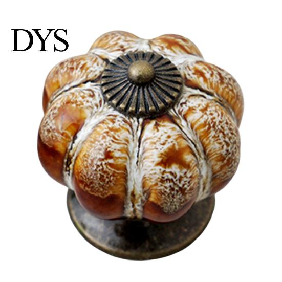 Retro Round Pumpkin Shape Ceramic Drawer Cabinet Wardrobe Door Handle Knob Decor