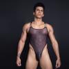 Sexy Herren Durchsichtiger Bodysuit mit offenem Schritt Hoher Schnitt Elastisches Weste Korsett Former Öl Glänzend Glänzend Yoga Gay Wear Zimmermädchen Leotard