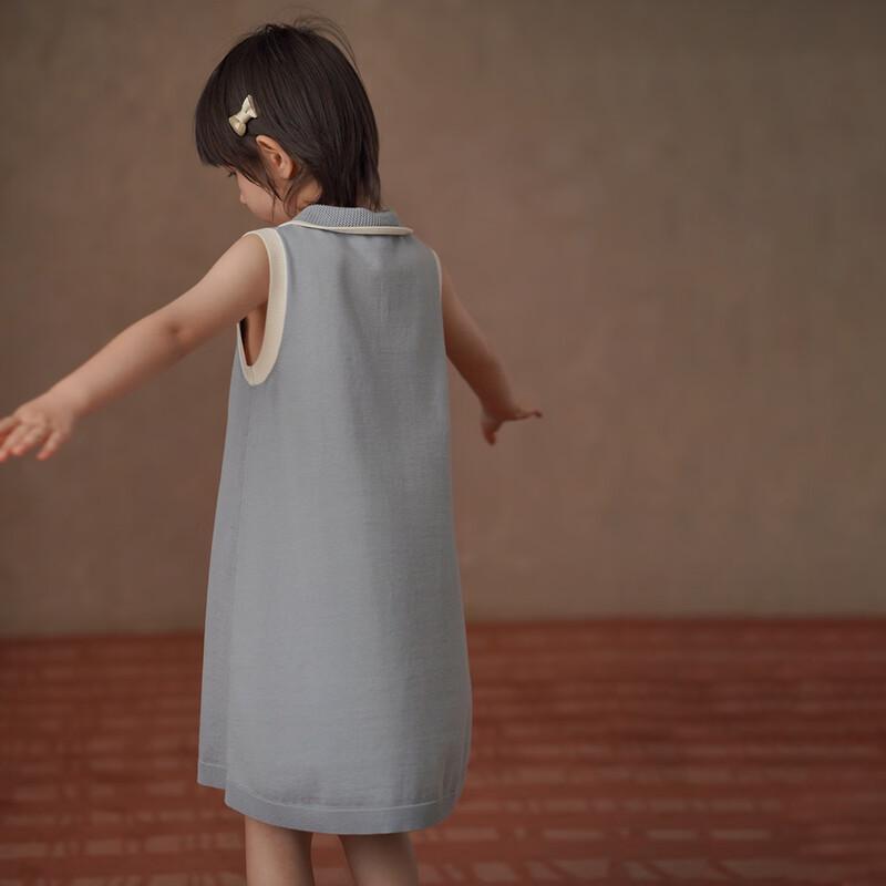 Girls' Color-block Knit Sleeveless Polo Dress