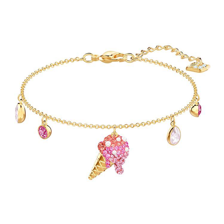 Swarovski No Regrets Cute Ice Cream Bracelet Women bracelet Gold 5457498 Box (Random Color),F,Gold Plated