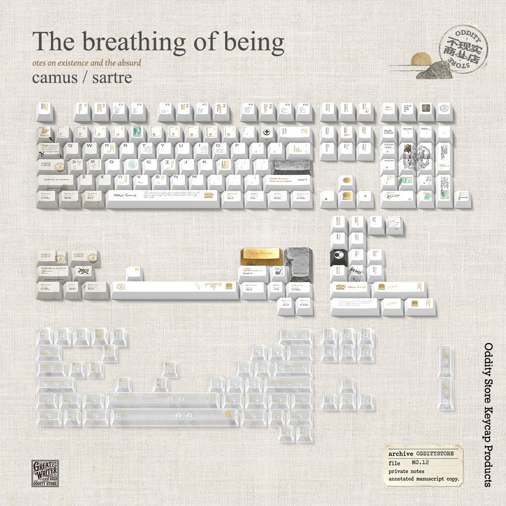 The Breathing of Being Theme Keycap Set 198Key PBT+PC Custom Retro Minimalist Cap Cherry Profile Keycaps for Mechanical Keyboard
