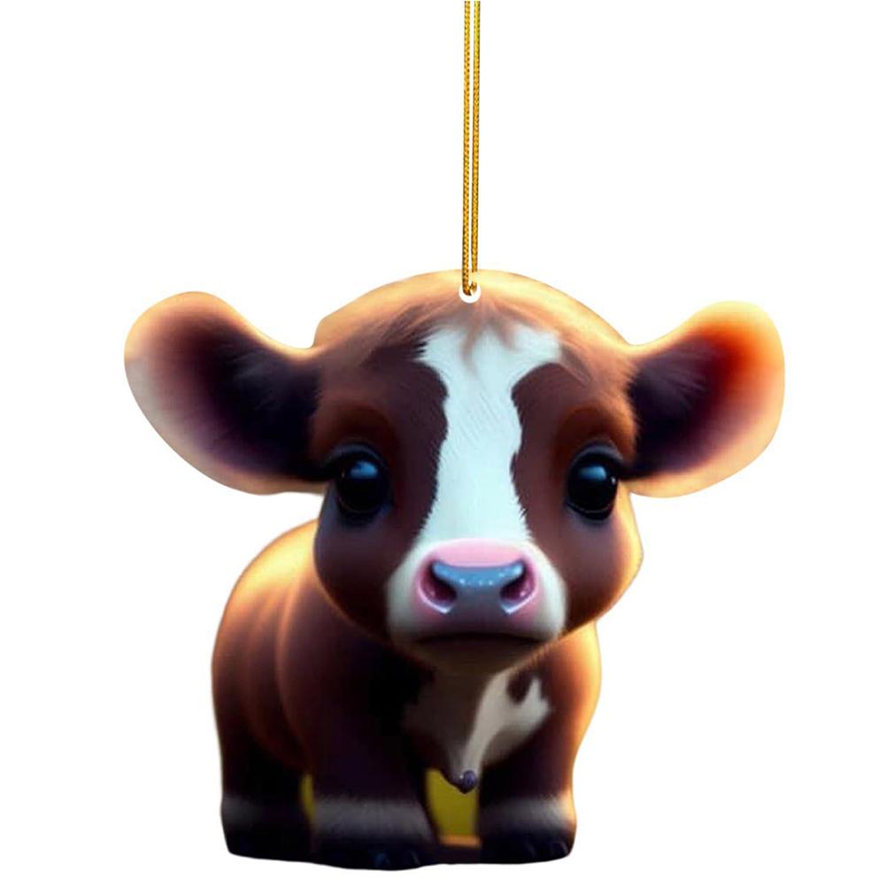 Cartoon Cow Christmas Tree Ornament Creative Cute Car Pendant Atmosphere Decoration Hanging Pendant Home Tree Decor Accessories