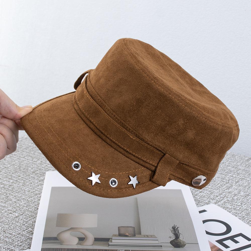 Hat Equestrian hat Women's autumn retro willow nails Newsboy hat Show face Small tooling Flat top hat Versatile coffee cap