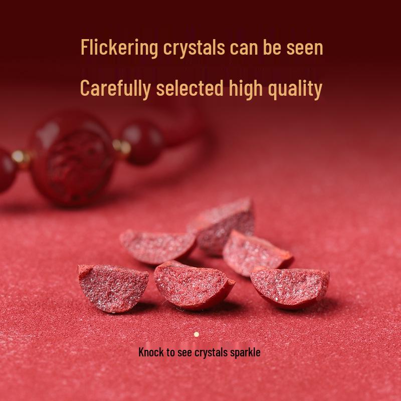 Natural Cinnabar Zodiac Bracelet - Year of the Dragon Hand-Woven Red String for Women