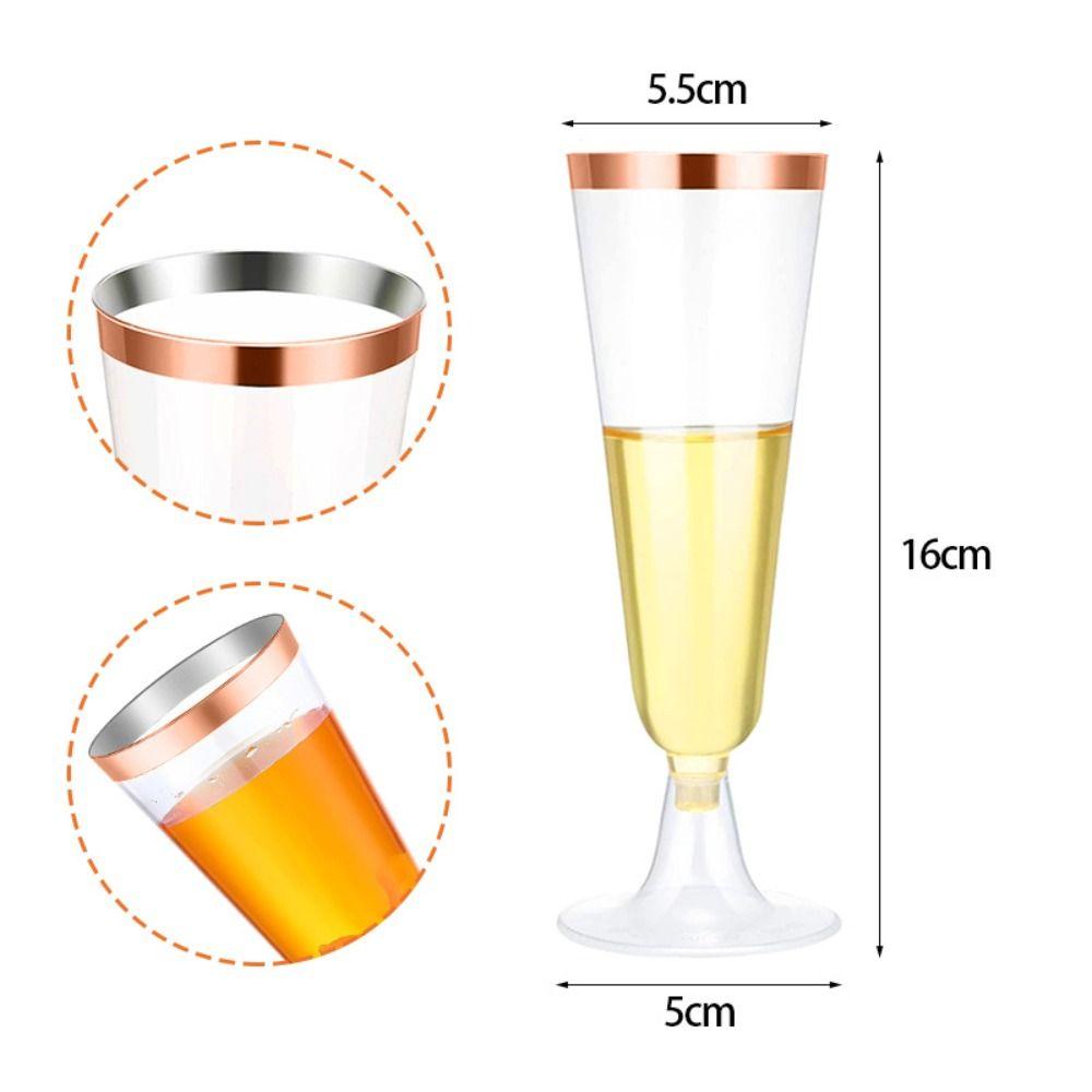 10pcs Durable Champagne Glass Clear Red Wine Glass Plastic Champagne Flute Goblet  Party Favors