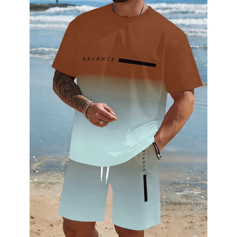 Men s Digital Print Two-piece Set S