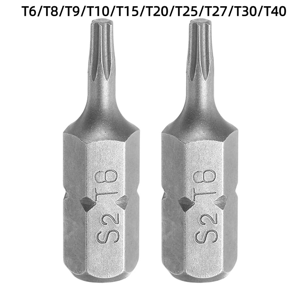 2/5/10pcs Torx Screwdriver Bit 1/4" Hex Shank T6/T8/T9/T10/T15/T20/T25/T27/T30/T40 Head 1" Length 6 Point Security Drill Bits