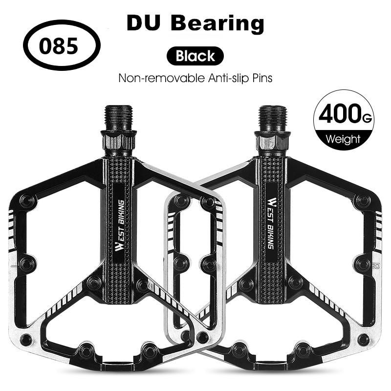 WEST BIKING Bicycle Pedal DU/ 3 Bearing Sealed MTB Mountain Road Bike Widened Pedals Anti-slip Aluminum Alloy Pedal Cycling Part 085 DU Bearing