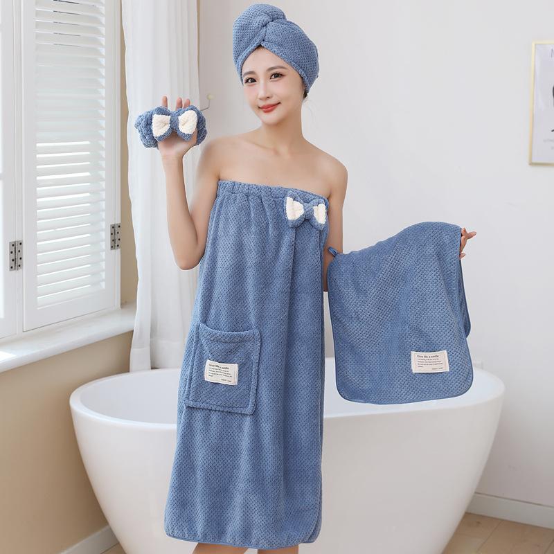 Large Women's Double Tone Strapless Shower Dress Set, Cute Knitted Pineapple Plaid New Item, Wearable Bath Towel