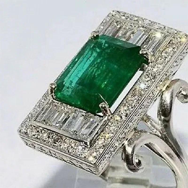 2026 New Luxury Fashion Green Zirconia Crystal Ring for Women's Engagement/Wedding/Anniversary Party Personalized Jewelry