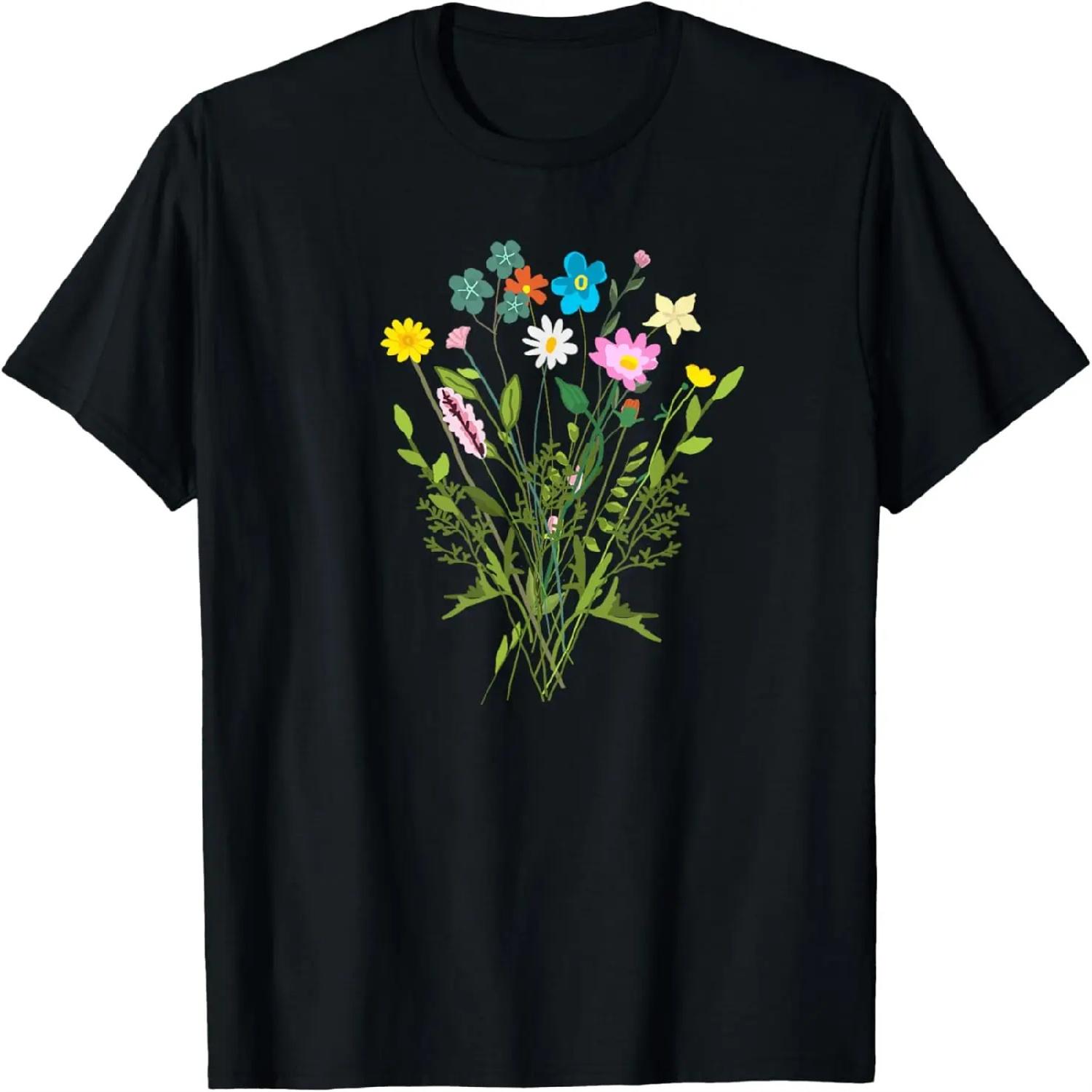 

Women Wildflower Bouquet Floral Graphic Tee Summer Flowers T-Shirt XXXXXL різнокольоровий