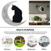 Halloween Metallschild Schwarze Katze Mond Wandbehang 11,8'' x 11,8'' Schwarze Katze Metallschild Wanddekoration für Halloween-Dekorationen