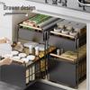 Kitchen Countertop Double Layer Pull-out Storage Basket