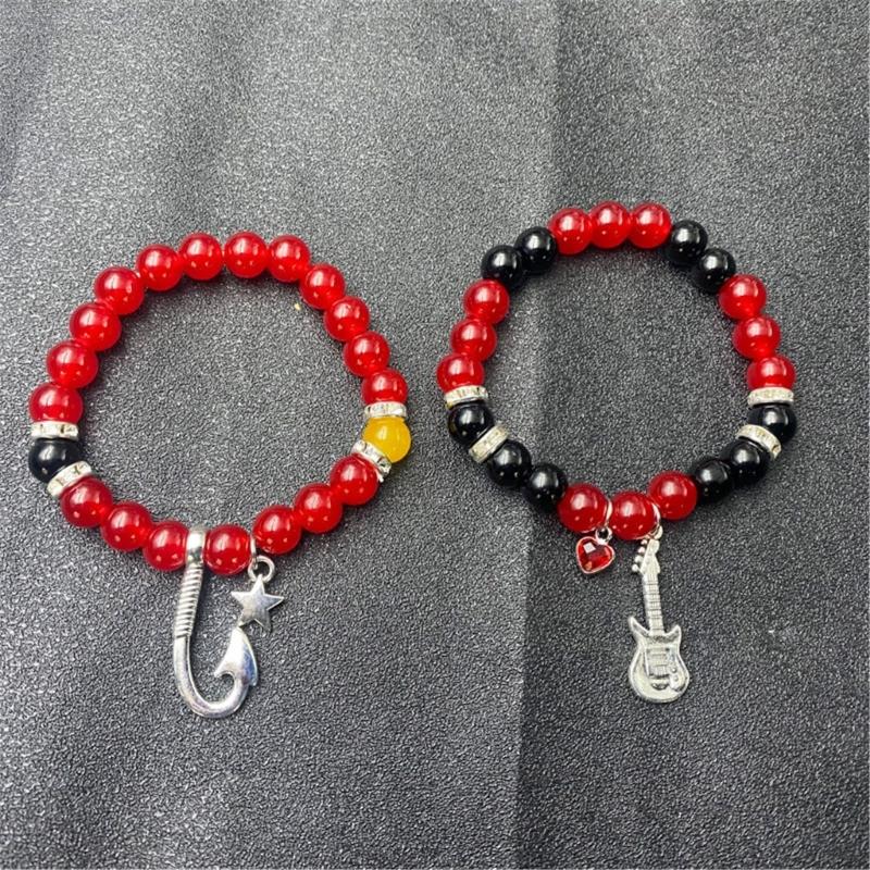 1/2Pcs Magnetic Couple Bracelet Set Adjustable Matching Bangles Fashionable Beads Handchain Jewelry for Fashion Lovers