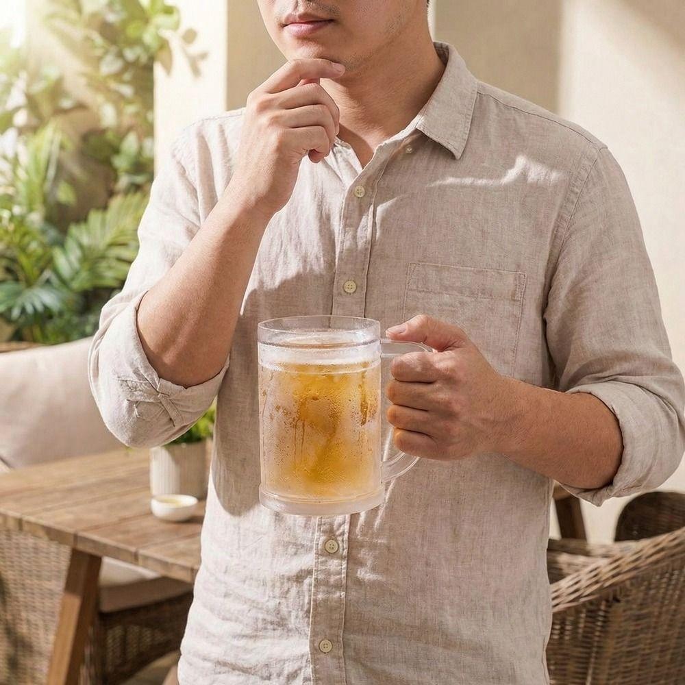Plastic Cold Drink Chilled Cups Washable Freeze Beer Glass Double Interlayer Cup  Summer Cooling