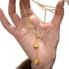 New Chinese Style Golden Gourd Pendant with Tassel, Lucky Character, Collarbone Chain, Best Friend Gift