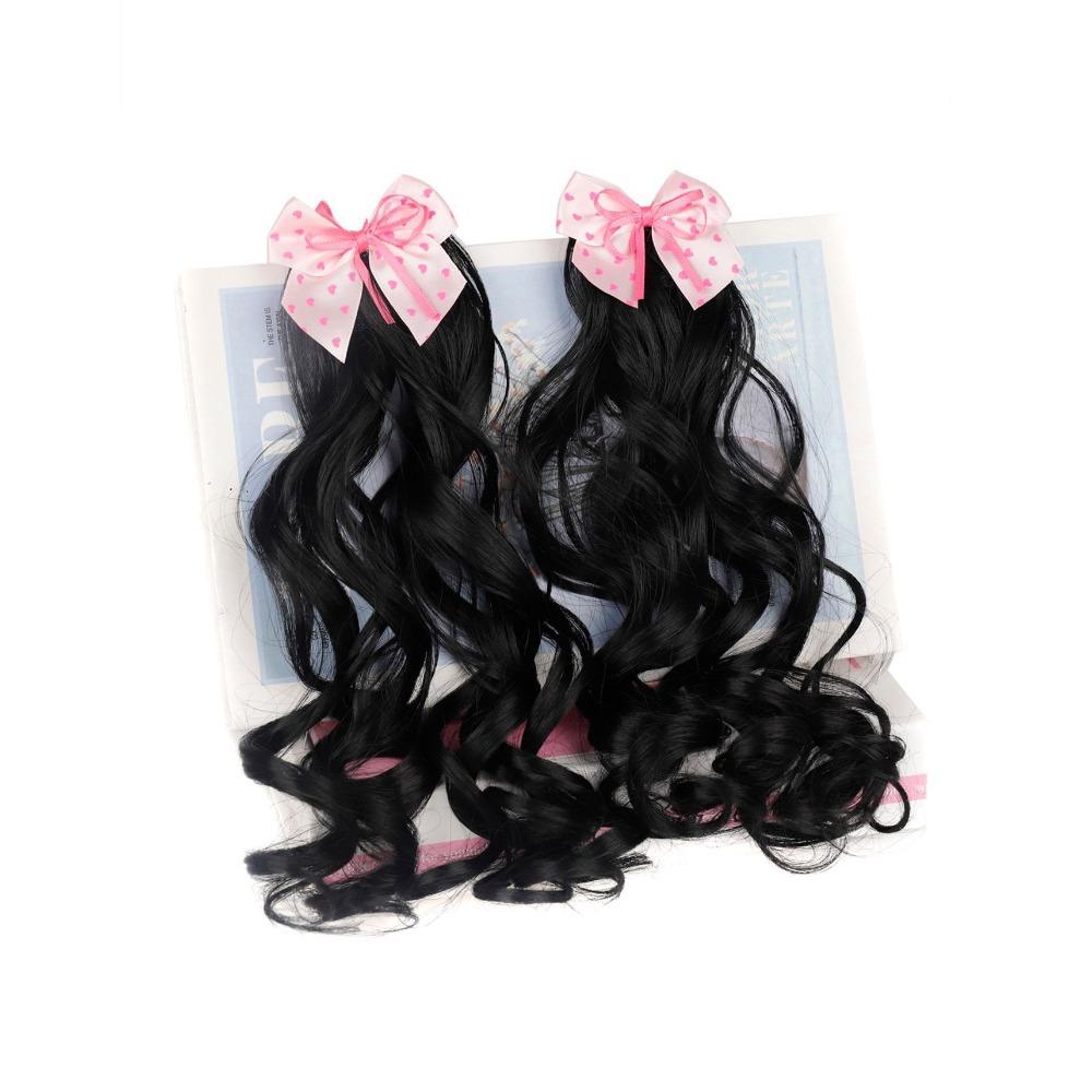 2 Pcs Synthetic Bows Knot Ponytail Kids Headwear Hair Clips Ponytail  Girls розовый