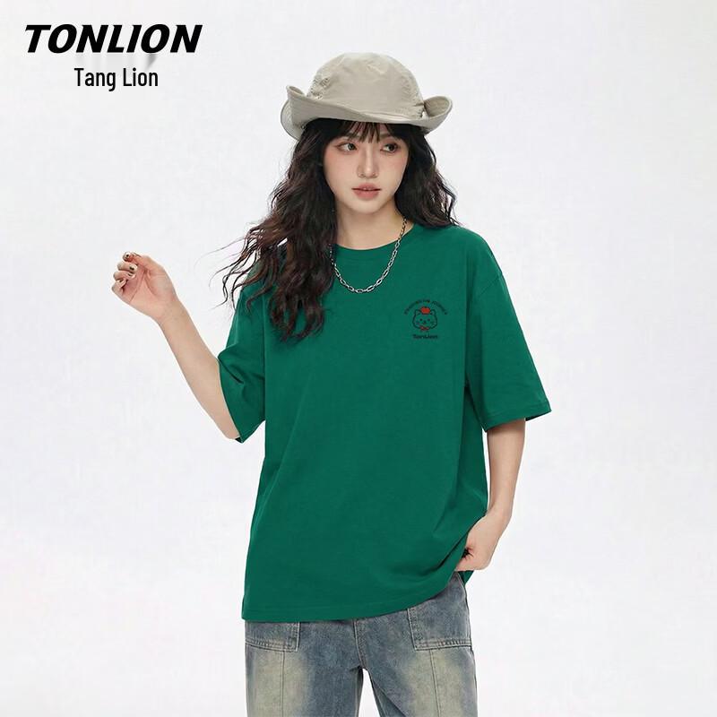 TonLion Women's Pure Cotton Loose-Fit Round Neck Short Sleeve T-Shirt
