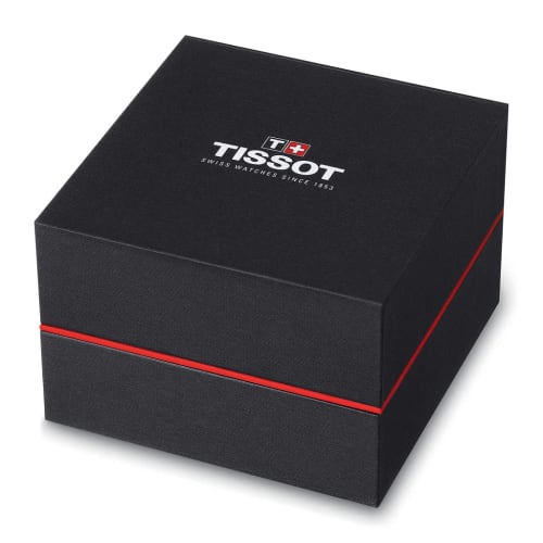 TISSOT Gentleman Automatic Powermatic 80 Silicone Watch with Leather Strap, Officially Imported, Men's, Black Dial, Model T1274071605101