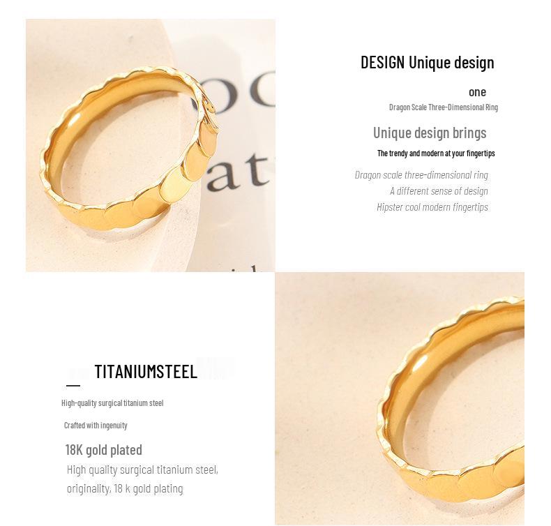 Gold-Plated Titanium Steel Unisex Matching Rings - Simple Trendy Design for Couples