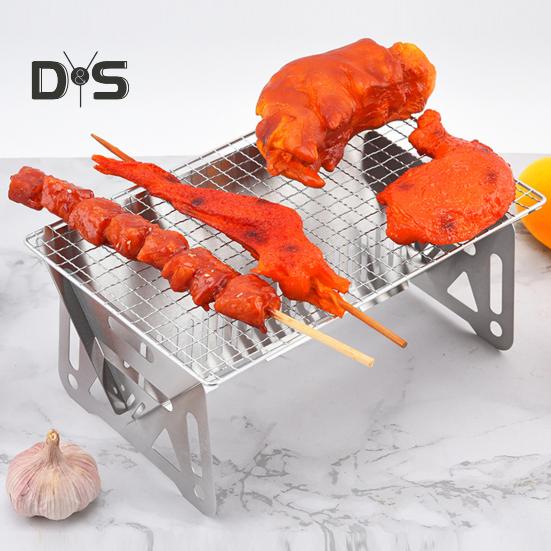 Portable Charcoal Grill Stainless Steel BBQ Stove for Outdoor Camping Picnic Hiking Folding Air Ventilation Design Grill Lightweight Barbecue Grill