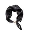 Office Ready Magnetic Neck Scarf for Women, Printed Smooth Scarflette with Clasp Closure for Daily Outfit Wear