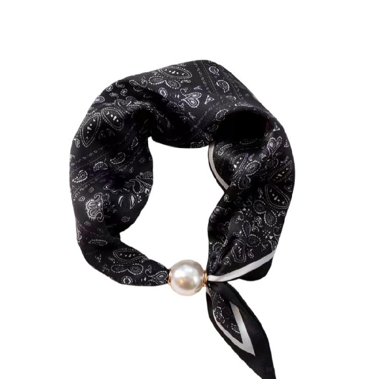 Office Ready Magnetic Neck Scarf for Women, Printed Smooth Scarflette with Clasp Closure for Daily Outfit Wear