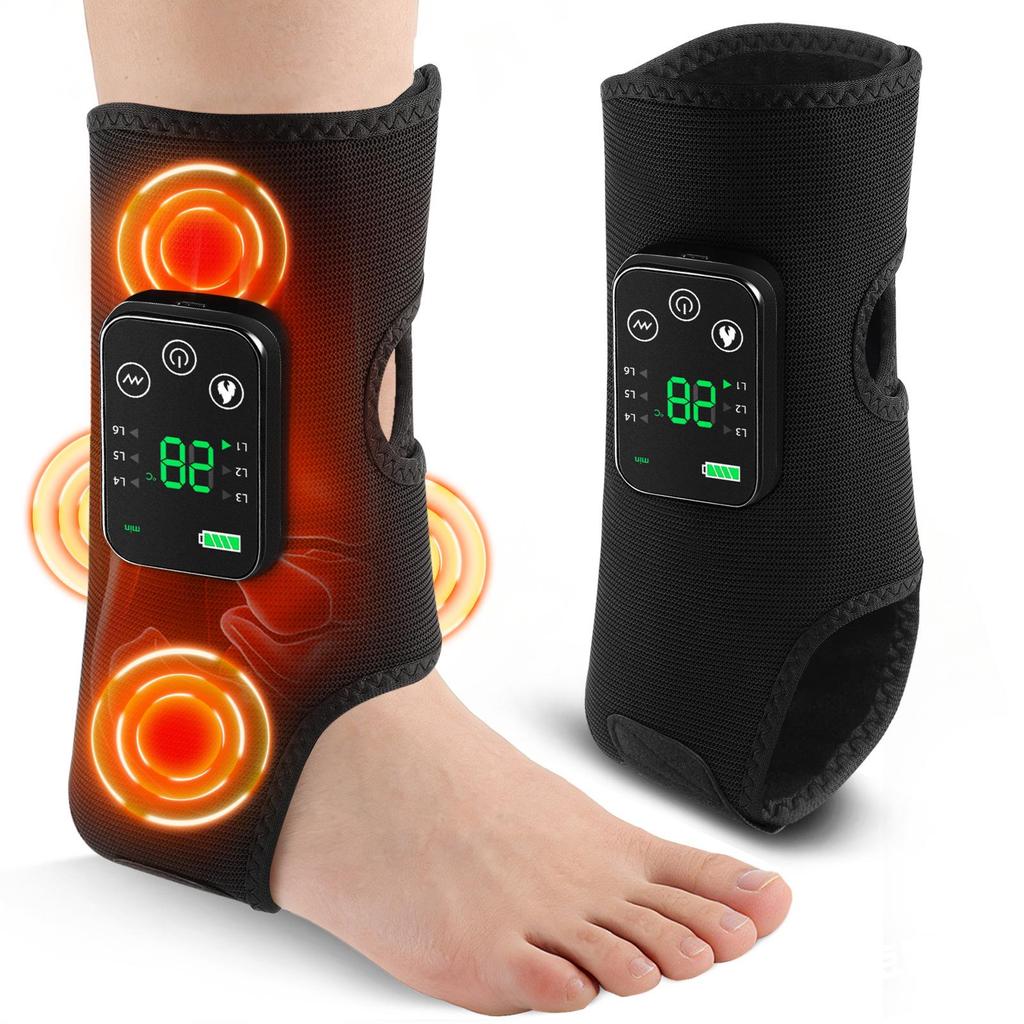 Ankle & Foot Electric Vibration Massager with Heating & Hot Compress for Home Therapy