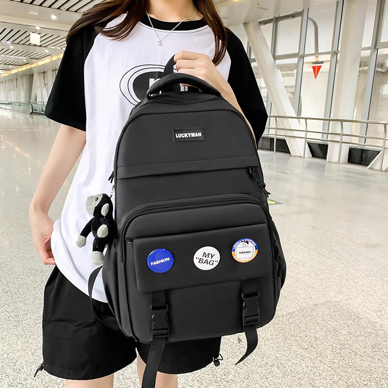 Schoolbag Backpack Male Korean ins Trendy Brand University High School Student Large Capacity Backpack Female Junior High School Student Class Bag