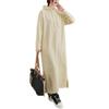 Hoodie Long Maxi Solid with Hooded Loose Casual Everyday [OGCPWYQZ] Women's Fleece-Lined Dress, Sleeves, Length, Color, Pockets, Sweatshirt,