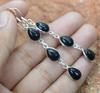 Solid 925 Sterling Silver Black Onyx Gemstone Pear Shape Earrings Handmade Earrings Bezel Earrings