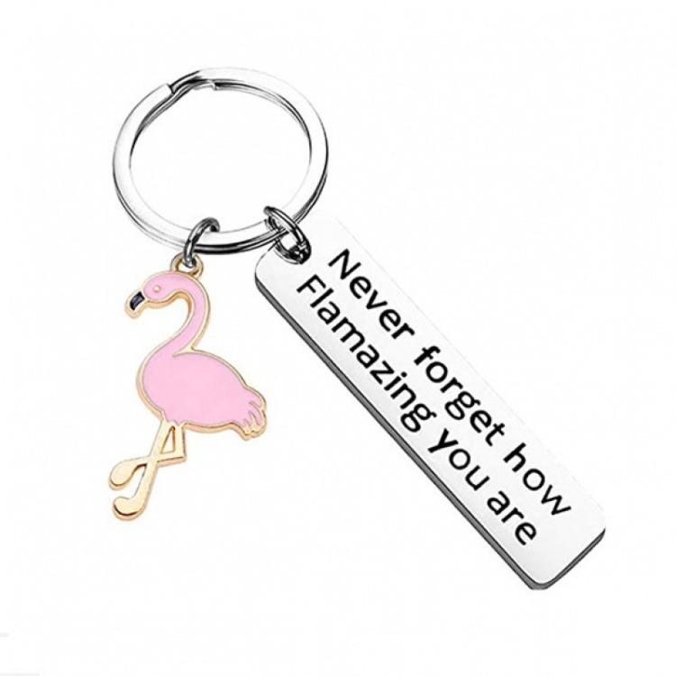 Inspirational Gift Flamingo ‘Never Forget How Flamazing’ Stainless Steel Keyring