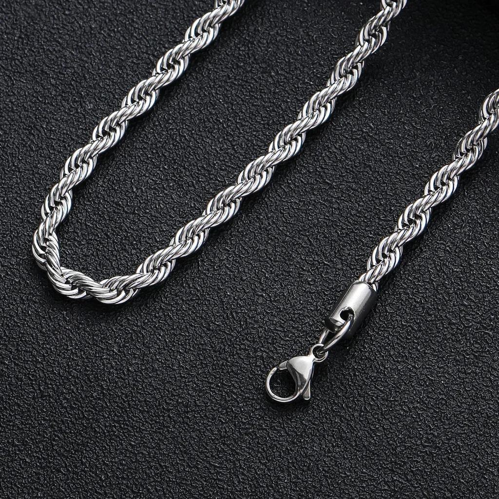 ALIZERO 925 Sterling Silver 2/3/4MM Twisted Rope Chain Necklace For Women Men Fashion Jewelry 16-30 Inches Necklaces