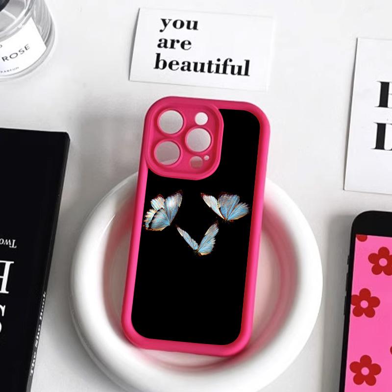 New Chinese blue butterfly for iPhone17 soft case mobile phone case 17ProMax simple 14 advanced 13 fine hole 12