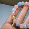 Natural Colorful Morganite Beryl Quartz Trendy Party Ball Beads Bracelet Stretch Unisex 7mm 8mm 9mm 10mm AAAAA