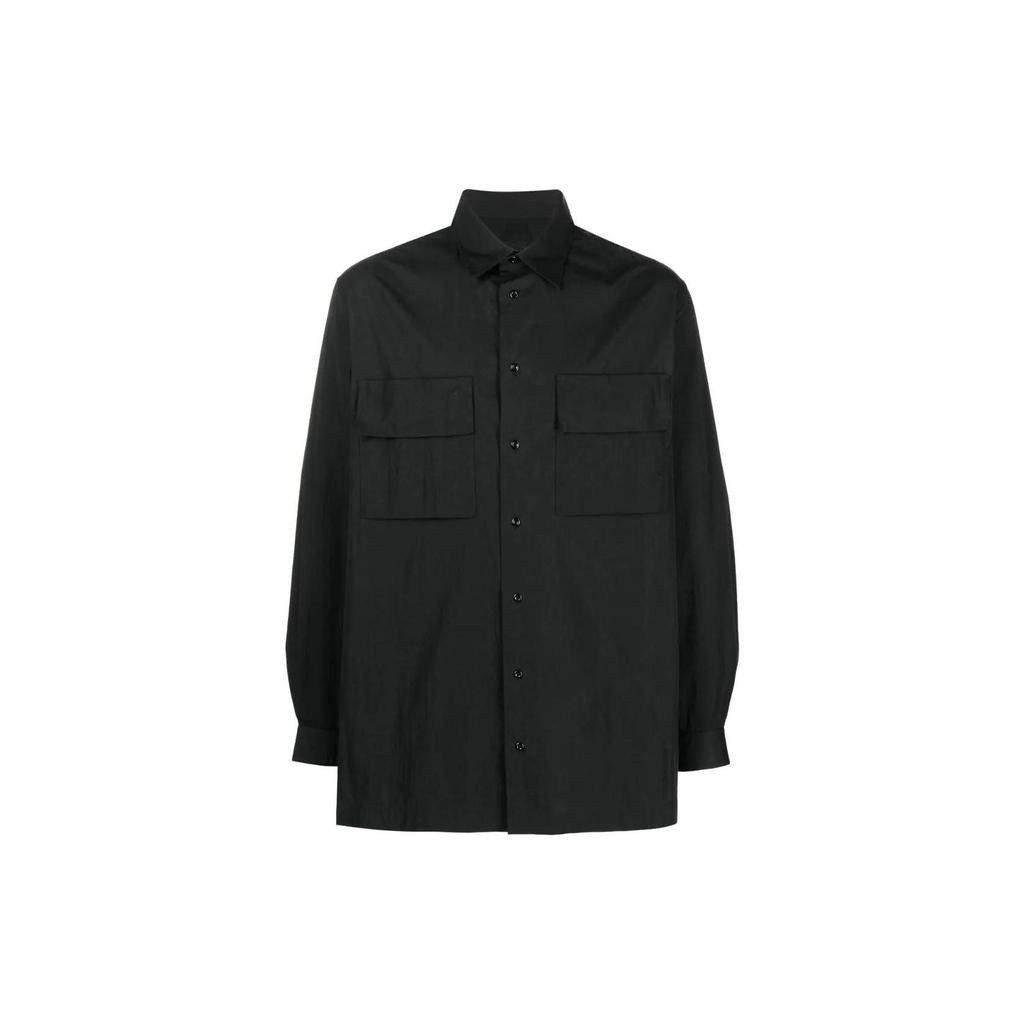 Nike Solid Color Button-Down Collar Woven Long Sleeve Shirt With Chest Pocket Detail Men shirts Black DN4096-010
