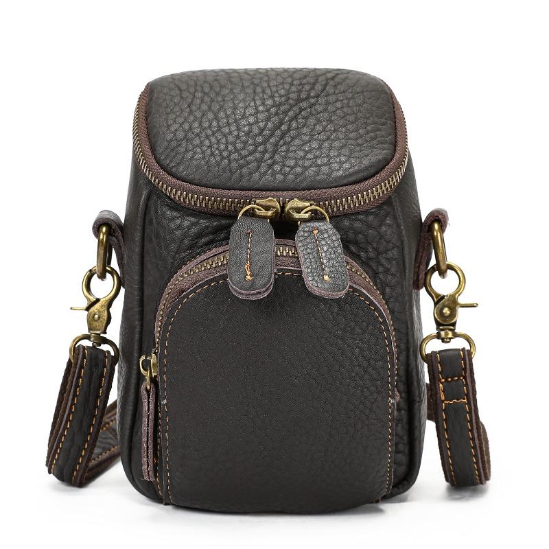 Genuine Leather Men's Waist Bag Single-shoulder Crossbody Bag Men's Waist Bag