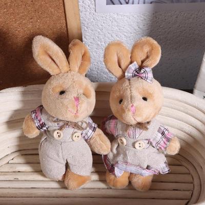 Cartoon Little Bear Plush Doll Keychain Cute Stuffed Rabbit Doll Keyring Couple Bag Pendant Backpack Hanging Decoration Gifts