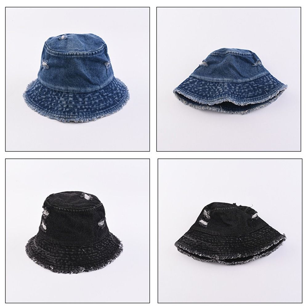 Korean Style Denim Bucket Hat Washed Denim Basin Hat Personalized Sun Hat  Travel