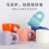 Tazza in Ceramica con Manico Sovradimensionato Design Minimalista per Donne Coppie Uso Ufficio Capacità 350ml