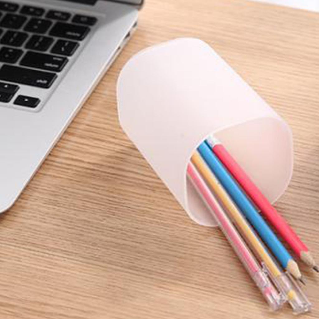 Pen Holder Transparent Frosted Finish Pencil Holder Space Saving Multifunctional Pen Holder Cup for Desktop School