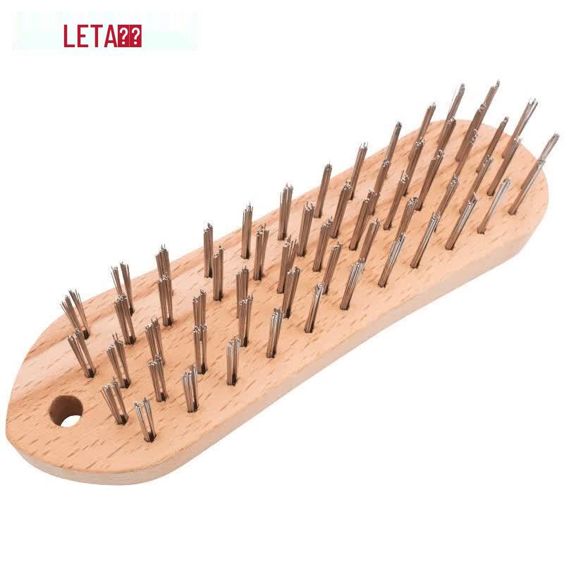 LETA Wooden Handle Stainless Steel Wire Brush 195mm