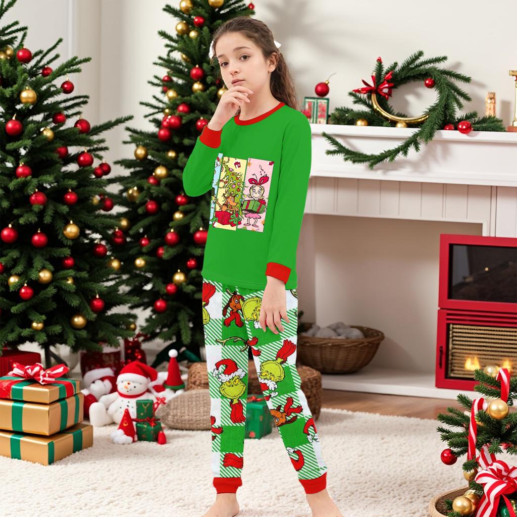 Christmas Prints Family Matching Long Sleeve Tops+Parhts Set Family Matching Sets