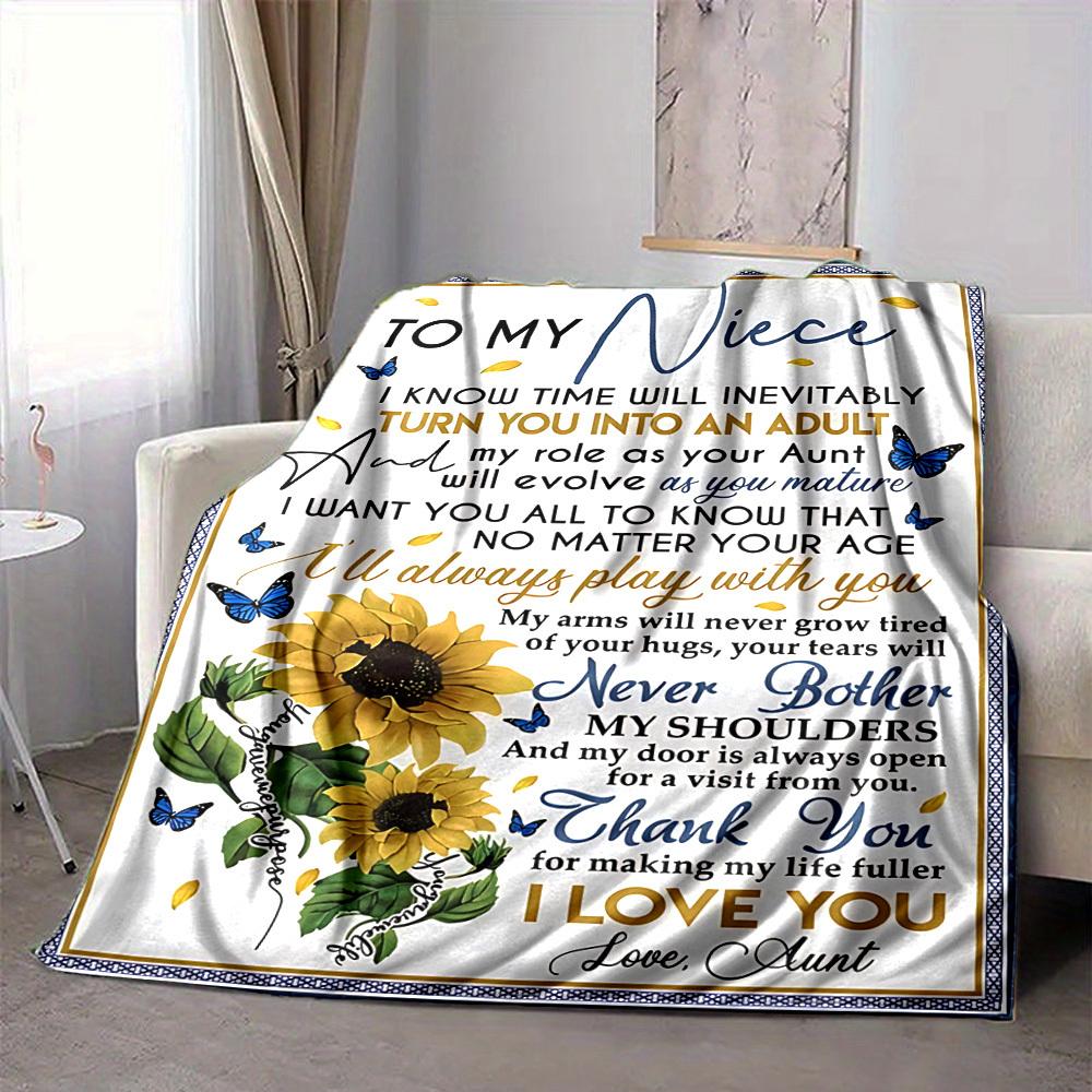 1pc Niece Aunt Love Quotes Blanket - Perfect Gift for Birthdays, Christmas & Halloween- Soft, Warm & Versatile Yy250909166