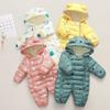 Dikke Fleece Warme Lange Mouw Met Capuchon Pasgeboren Baby Casual Buiten Eendelig Rompertje